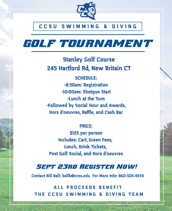 CCSU Swimming & Diving Golf Tournament Flyer